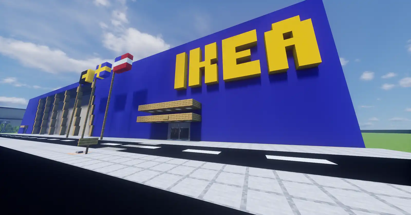 A shopping plaza in Lab Town